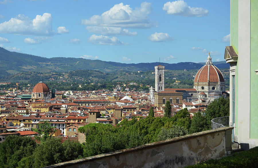 Domes of the Duomo and Baptistry from Boboli Gardens Observatory Florence Italy Photograph by Shawn OBrien