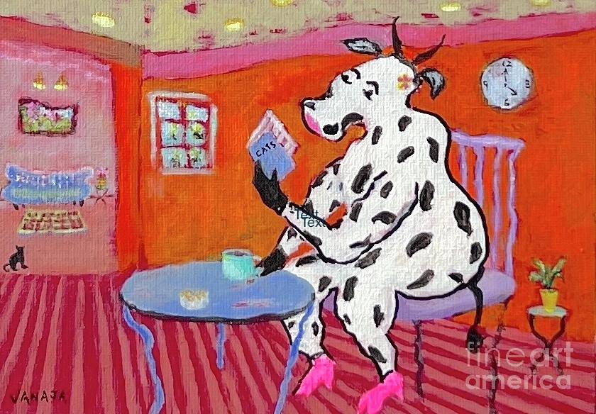 Domesticated Cow - 1 Painting by Vanajas Fine-Art