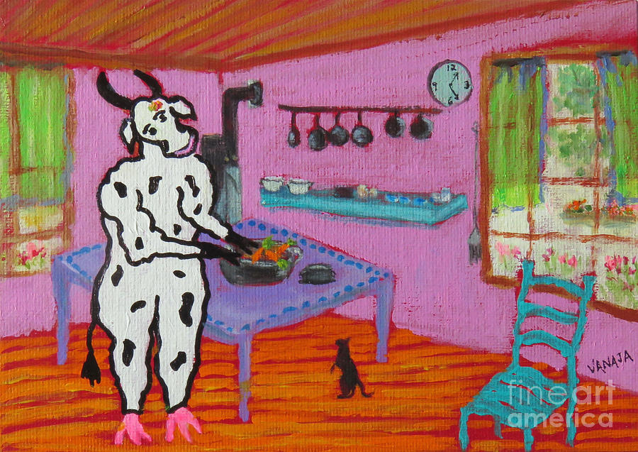 Domesticated Cow - 10 Painting by Vanajas Fine-Art