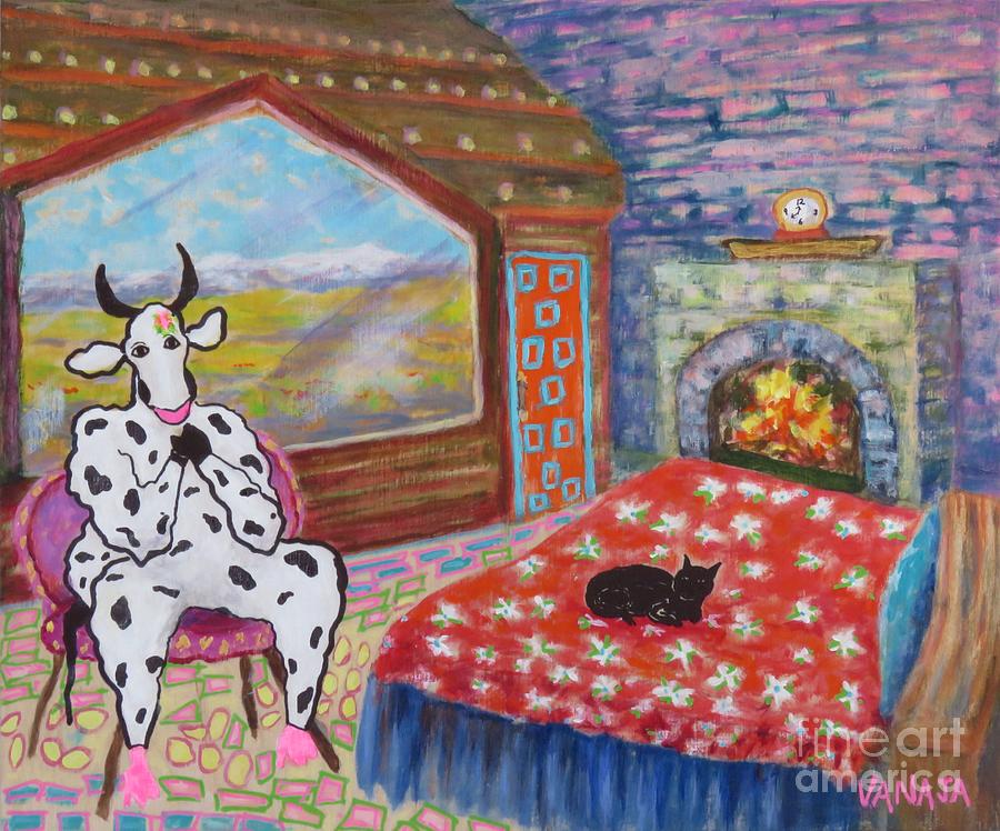 Domesticated Cow - 13 Painting by Vanajas Fine-Art