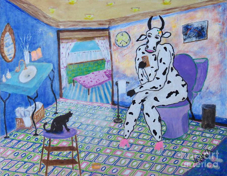 Domesticated Cow - 16 Painting by Vanajas Fine-Art