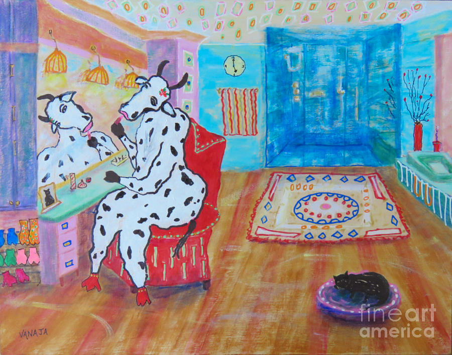 Domesticated Cow - 17 Painting by Vanajas Fine-Art