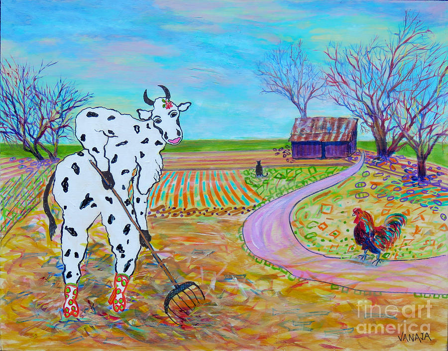 Domesticated Cow - 20 Painting by Vanajas Fine-Art