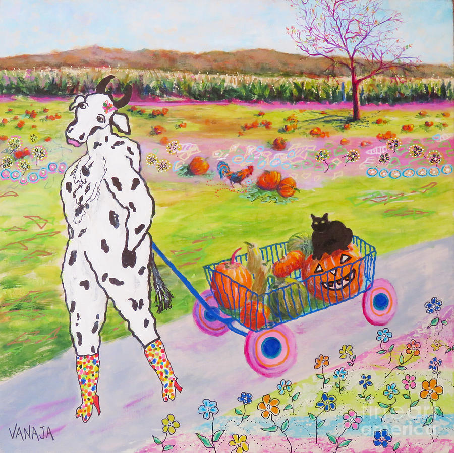 Domesticated Cow - 21 Painting by Vanajas Fine-Art