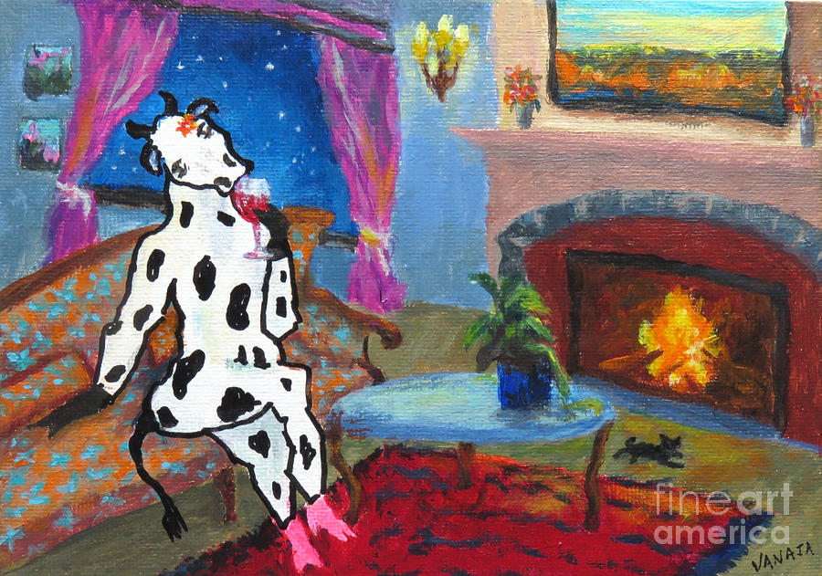 Domesticated Cow - 4 Painting by Vanajas Fine-Art
