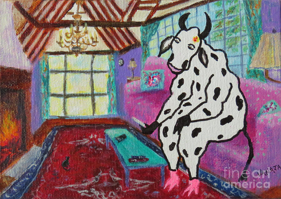Domesticated Cow - 7 Painting by Vanajas Fine-Art