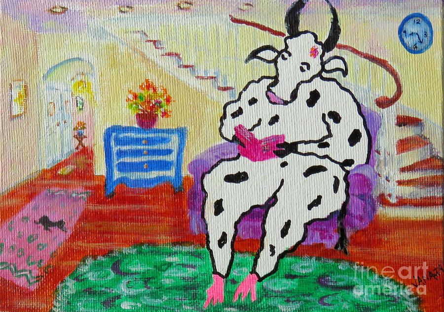 Domesticated Cow - 9 Painting by Vanajas Fine-Art