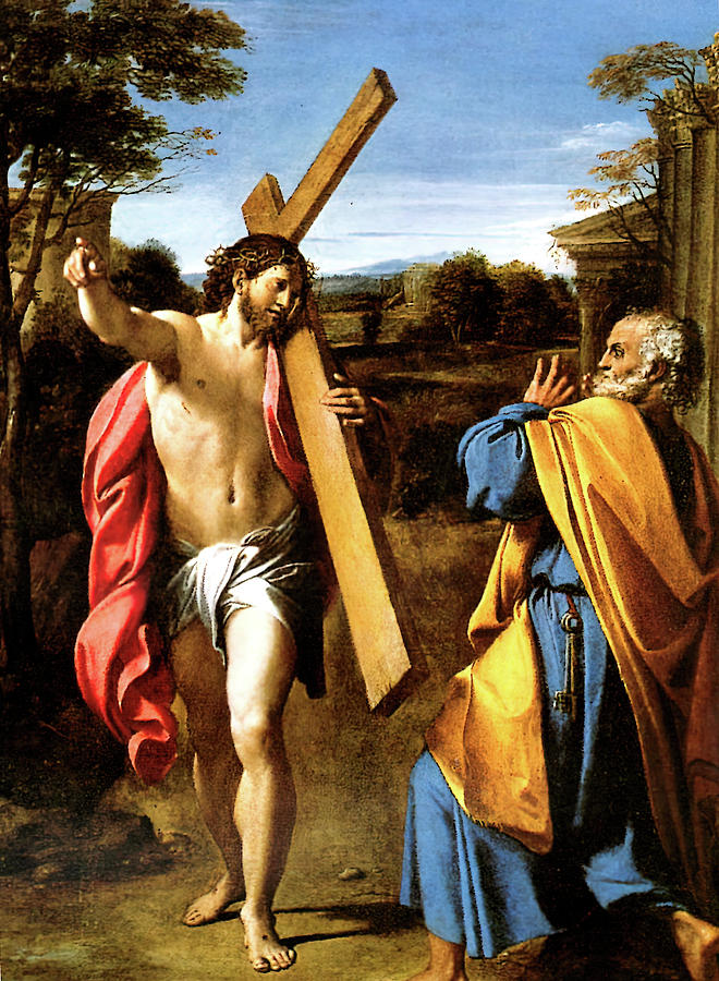 Jesus Christ Painting - Domine quo Vadis by Annibale Carracci