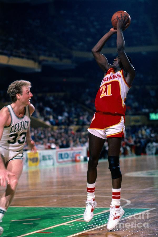 Dominique Wilkins and Larry Bird Photograph by Dick Raphael