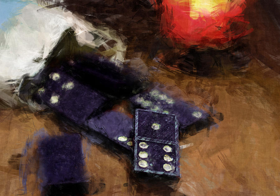 Dominoes Digital Art - Dominoes By Candlelight by Flo Karp Dominoes Digital Art - Dominoes By Candlelight by Flo Karp
