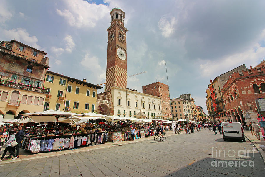 Domus Mercatorum Bell Tower Piazza Erbe Verona Italy 9614 Photograph by Jack Schultz