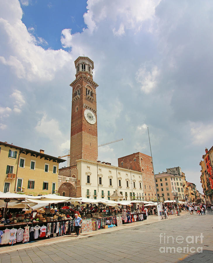 Domus Mercatorum Bell Tower Piazza Erbe Verona Italy 9615 Photograph by Jack Schultz
