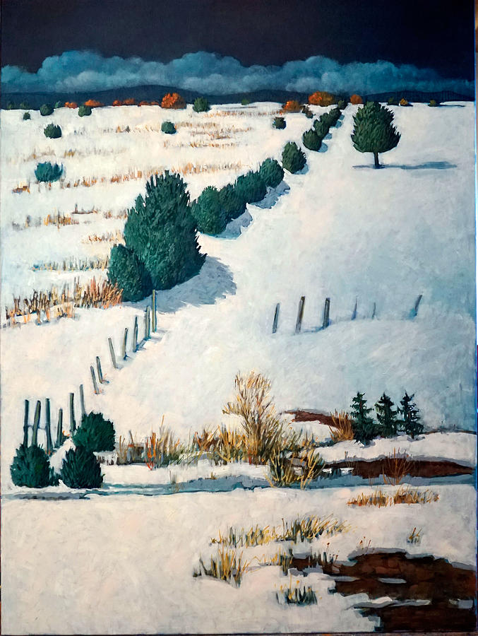 Don Gregorios Winter Field Painting by Donna Clair