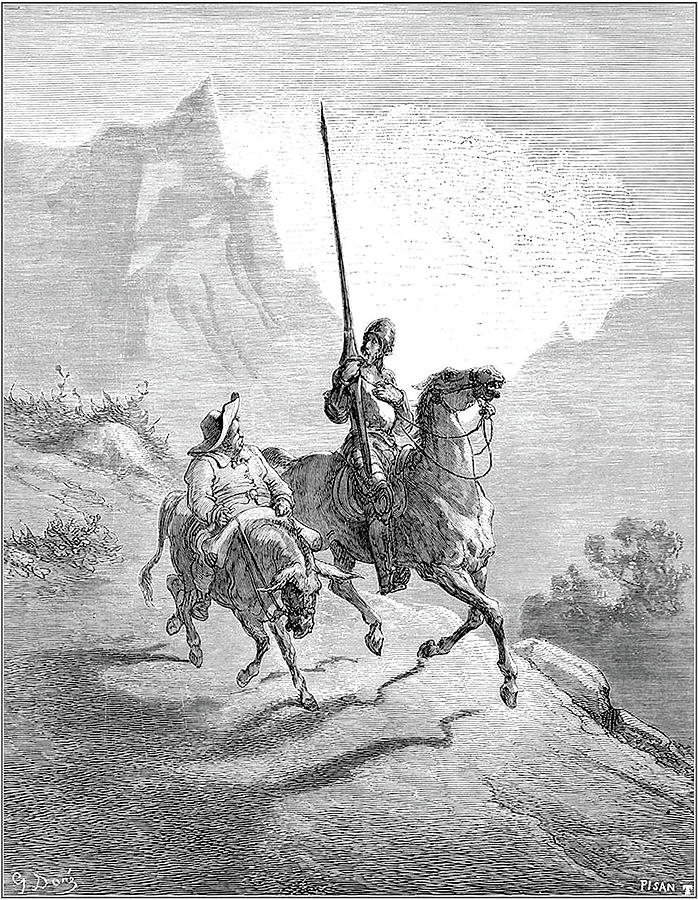 Gustave Dore Digital Art - Don Quixote and Sancho Panza by Long Shot
