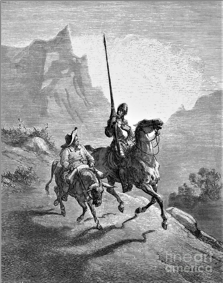 Don Quixote and Sancho Drawing by Thea Recuerdo
