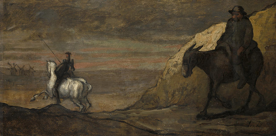 Don Quixote and the Windmills Painting by Honore Victorin Daumier