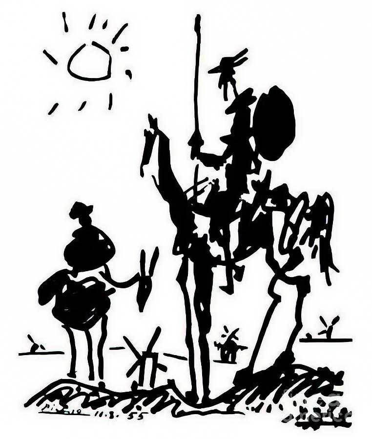 Don Quixote by Pablo Picasso 1955 Drawing by Pablo Picasso
