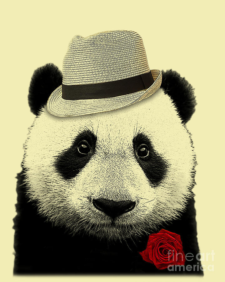 Bear Mixed Media - Don Vito Pandaone panda bear picture  by Madame Memento
