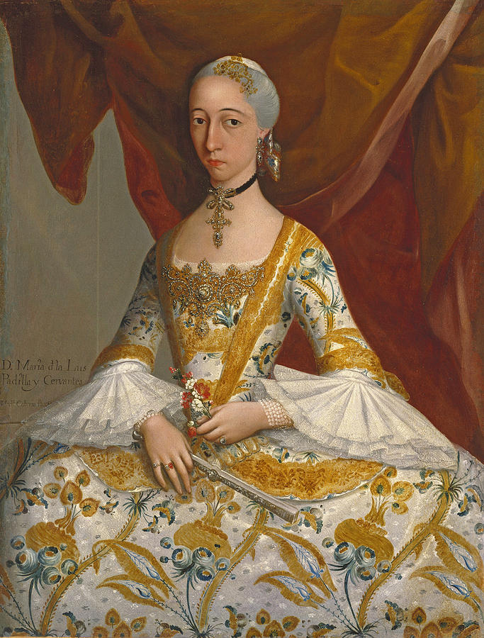 Dona Maria de la Luz Padilla y, Gomez de, Cervantes Painting by Miguel Cabrera