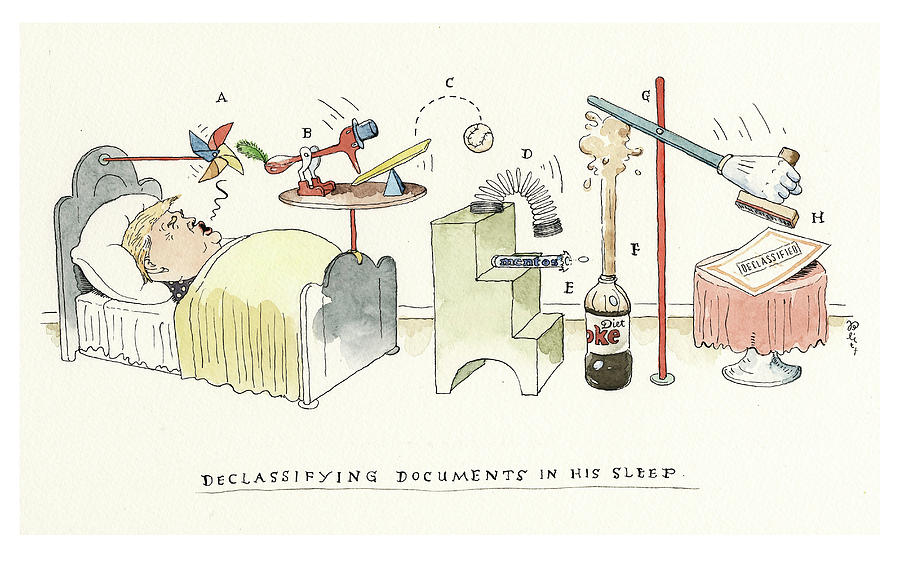 Donald Dreams of Declassifying Documents Painting by Barry Blitt