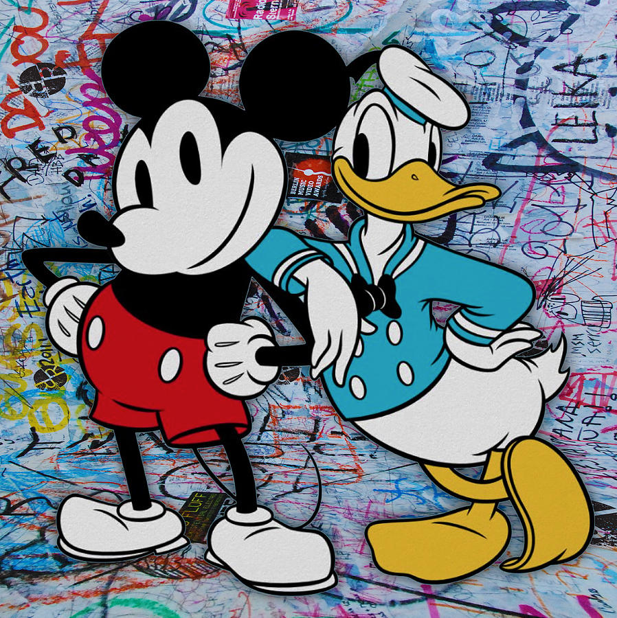 Donald Duck And Mickey Classic Mouse Disney 5 Painting by Tony Rubino