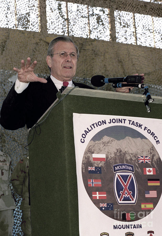 Donald Rumsfeld, 2002 Photograph by Robert Ward