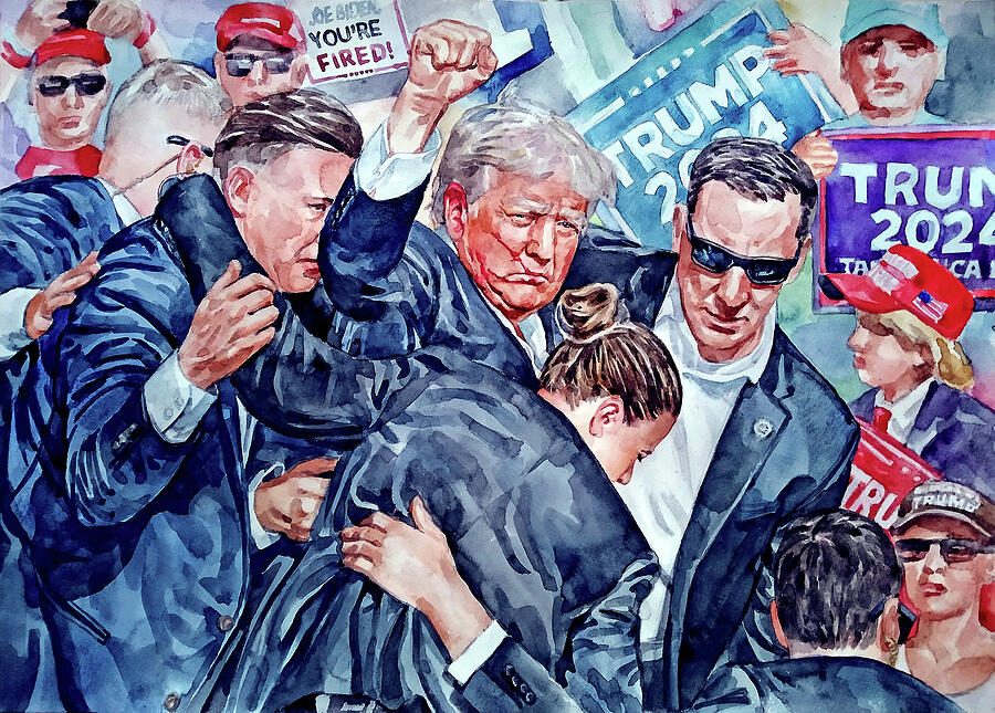 DONALD TRUMP Atempt On His Life IV Painting by We The People Prints DONALD TRUMP Atempt On His Life IV Painting by We The People Prints