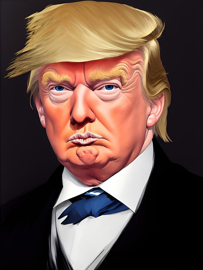 Donald Trump Funny Portrait Painting by Vincent Monozlay
