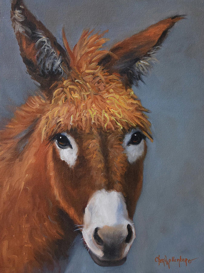 Donkey #3 Original Oil Painting by Cheri Wollenberg Painting by Cheri Wollenberg