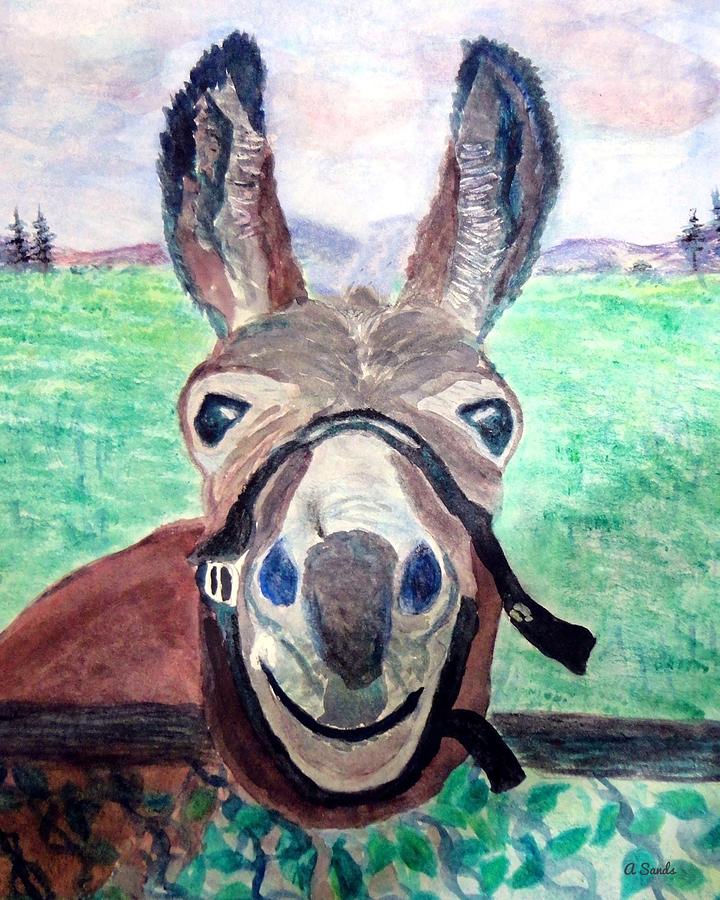 Donkey Love Painting by Anne Sands