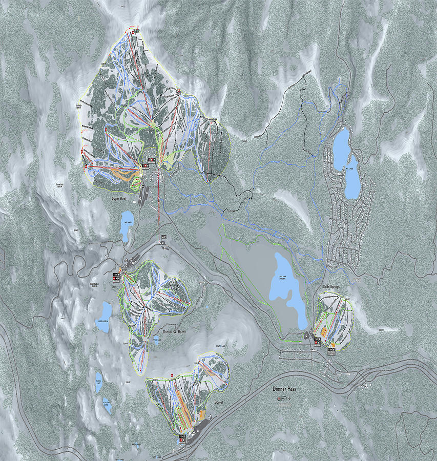 Donner Pass Ski Resort Map Digital Art By Powder Addicts Pixels 7619