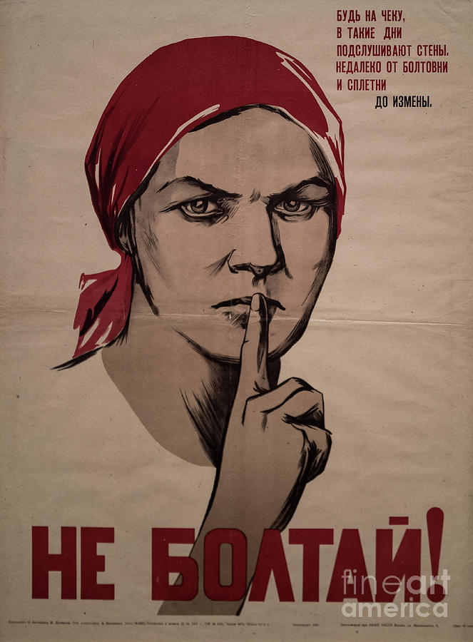 Dont Chatter Vintage Soviet World War II Poster Drawing by M G Whittingham