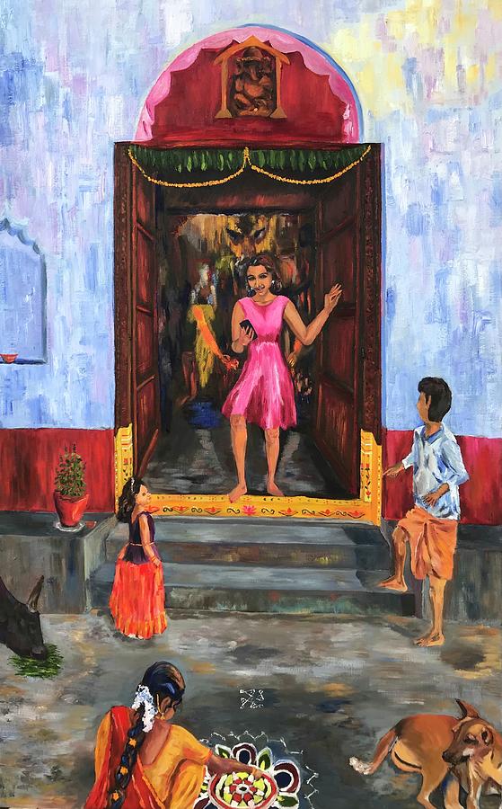 Dont stand on the door frame Painting by Geeta Yerra
