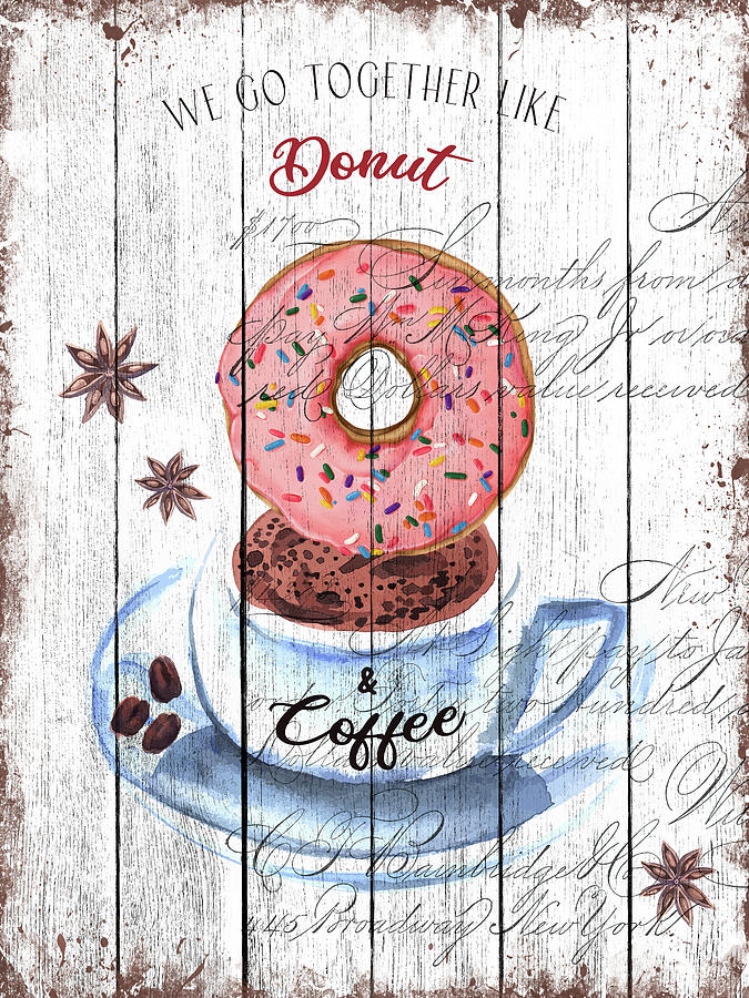 Donut and coffee Digital Art by Mihaela Pater - Pixels