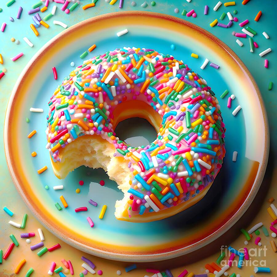 Candy Photograph - Donut Bite by Maria Dryfhout