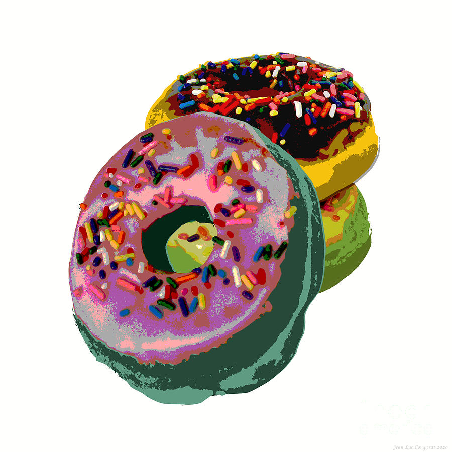 Donut Pop Art Warhol style on white background Digital Art by Jean luc Comperat