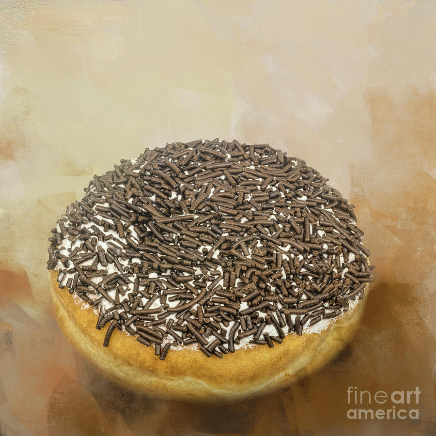 Donut Mixed Media - Donut with Chocolate Jimmies by Elisabeth Lucas