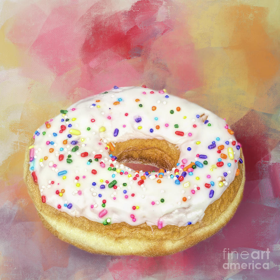 Donut Mixed Media - Donut with Icing and Sprinkles by Elisabeth Lucas