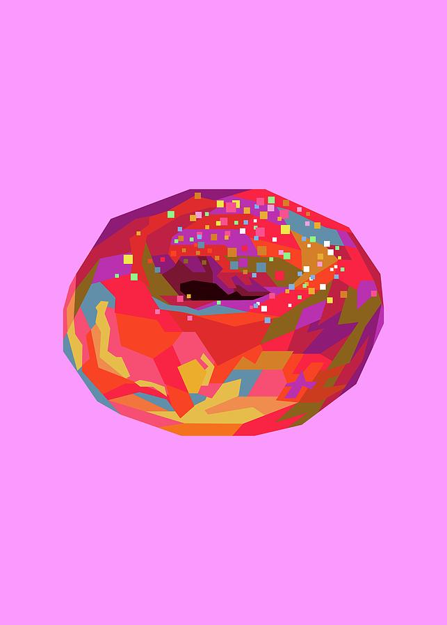 Donut Wpap Pop Art Pink Background Digital Art