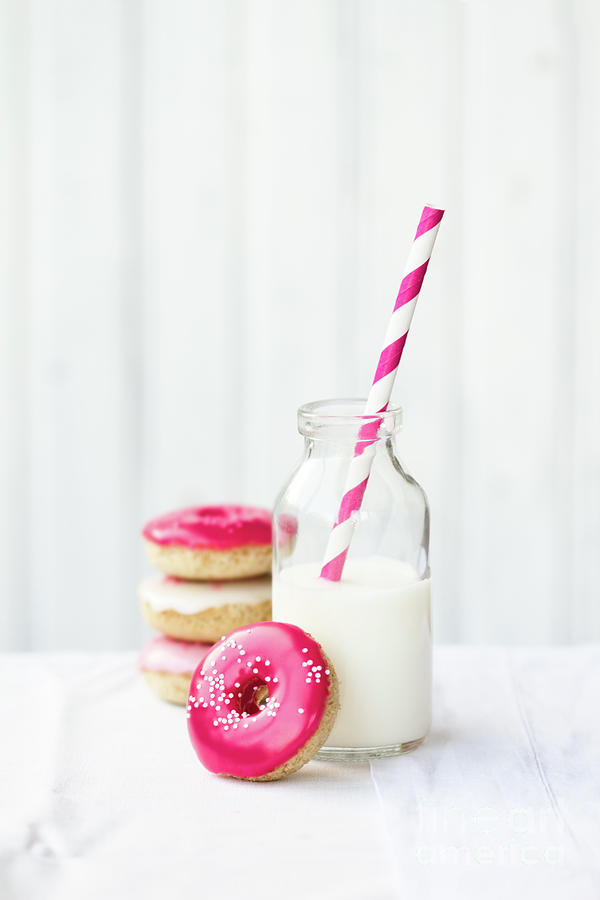 Donuts and milk Photograph by Ruth Black