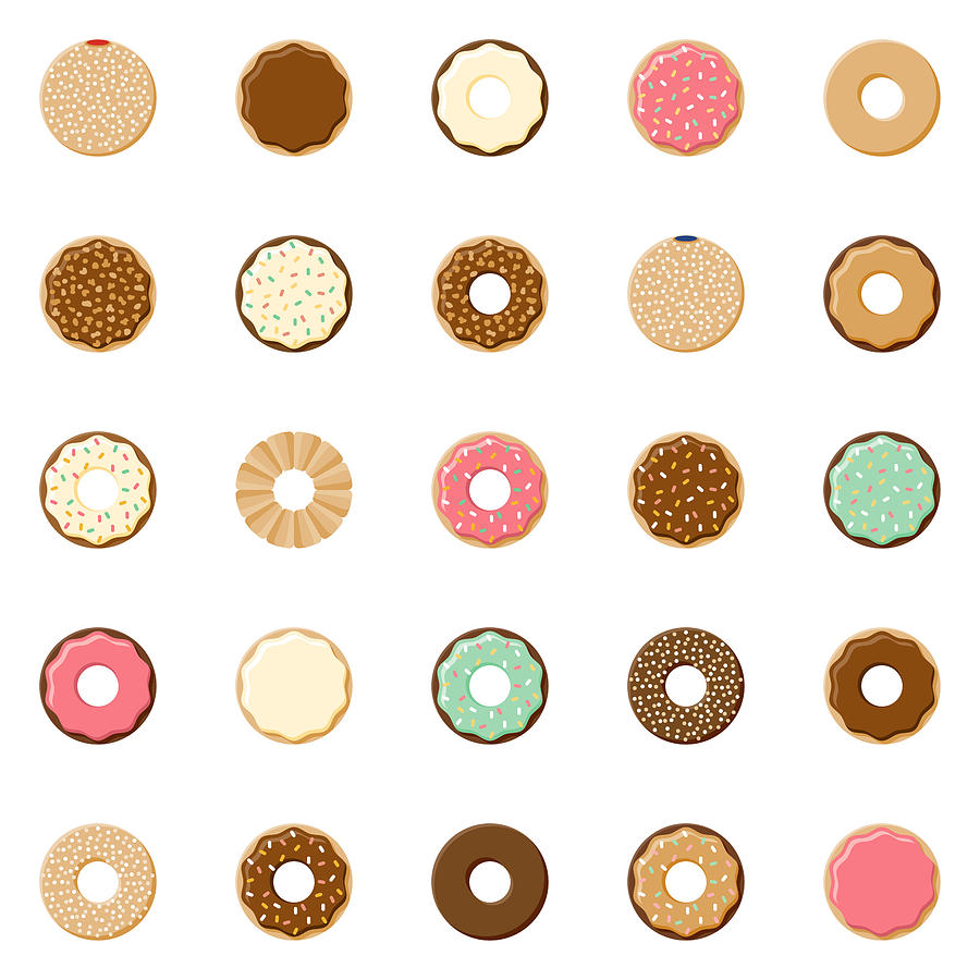 Donuts Icon Set Drawing by Bortonia