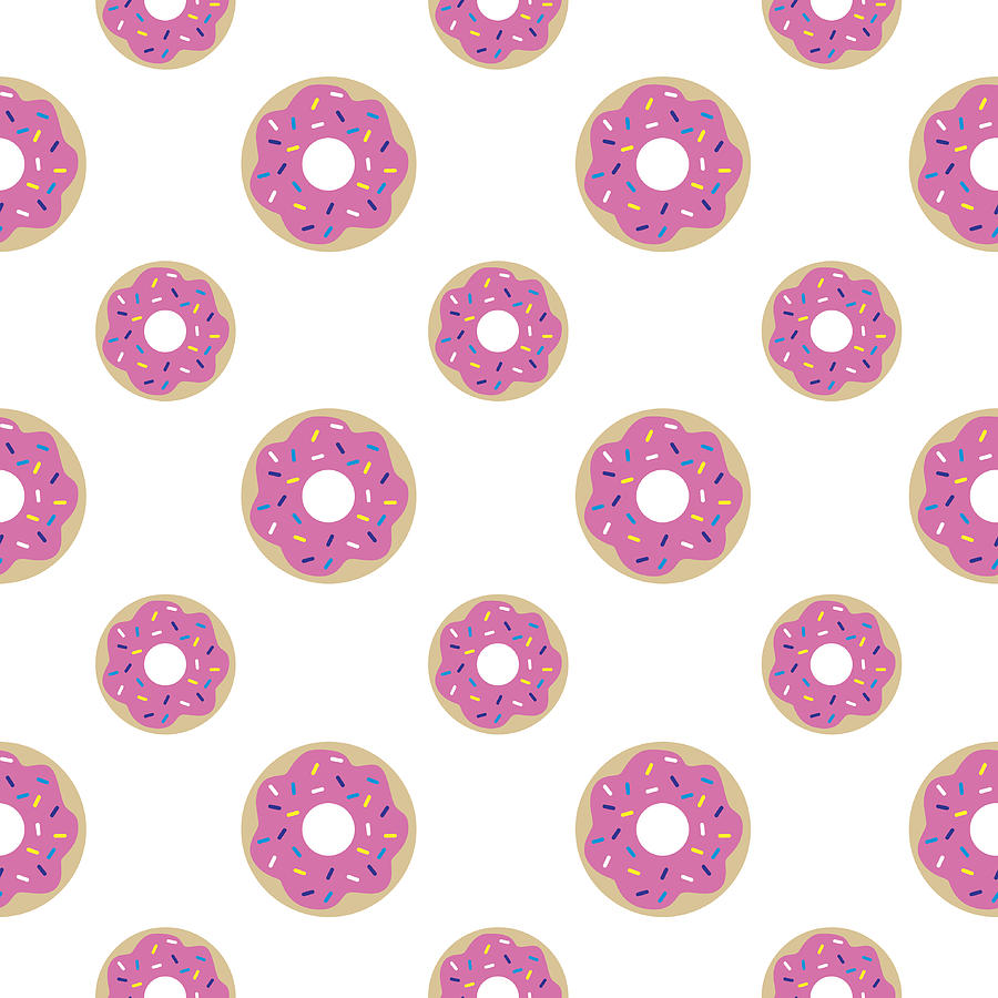 Donuts Seamless Pattern Drawing by RobinOlimb