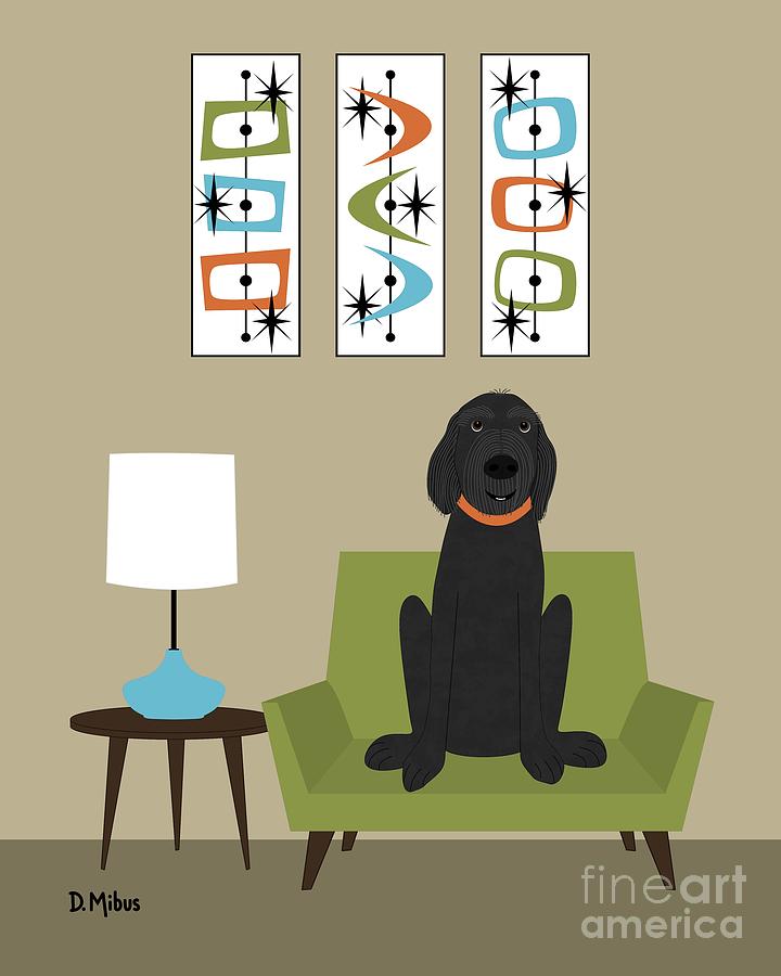 Doodle Dog in Green Chair Digital Art by Donna Mibus