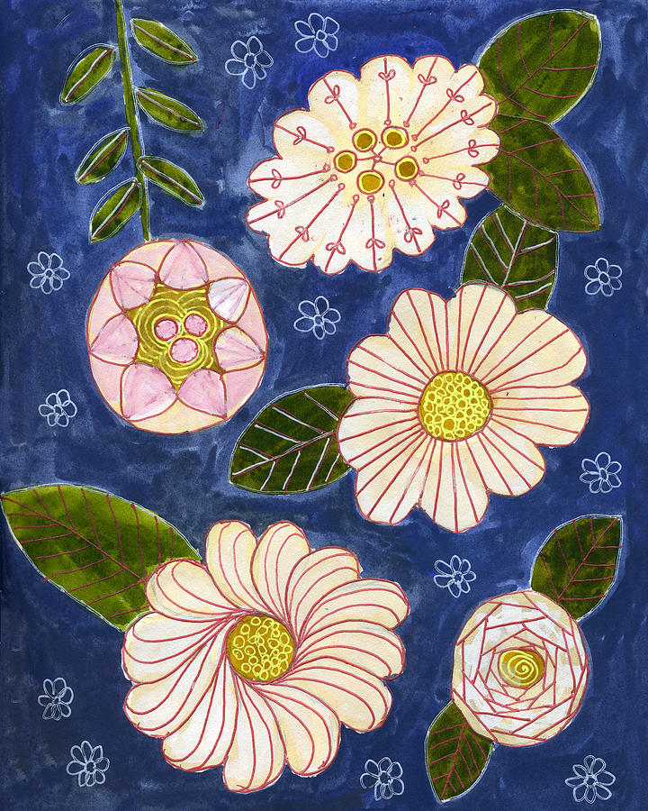 Doodle Flowers Painting by Blenda Studio
