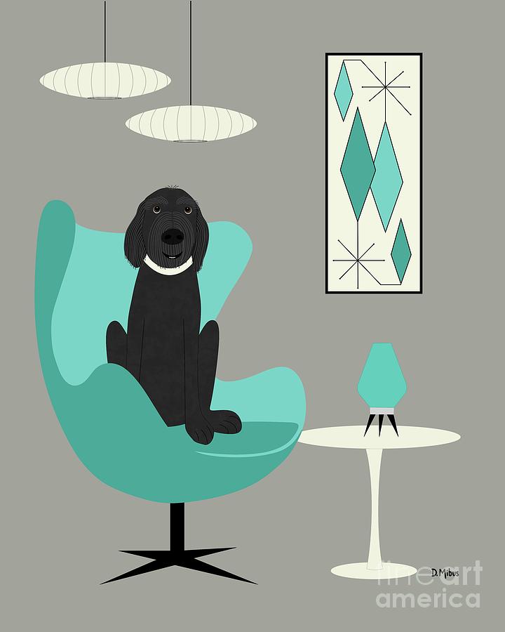 Doodle in Teal Egg Chair Digital Art by Donna Mibus