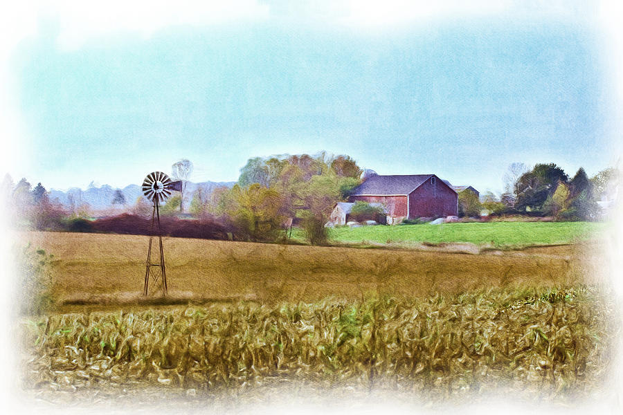 Door county Windmill Digital Art by Stacey Carlson