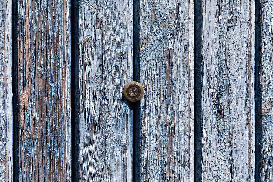 Door Lens Peephole On Old Wooden Texture Photograph by R.Tsubin