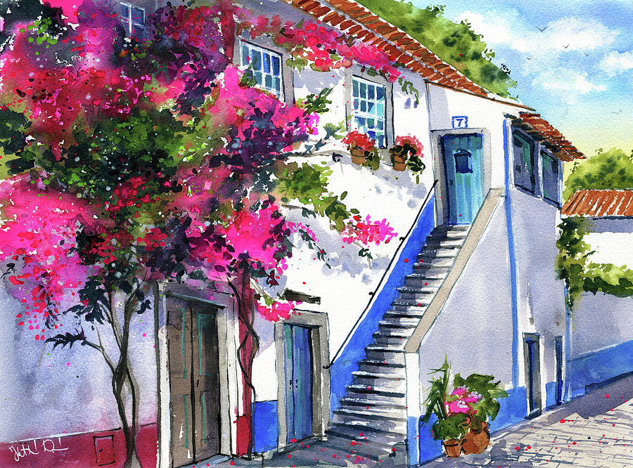 Doors of Obidos Painting Painting by Dora Hathazi Mendes
