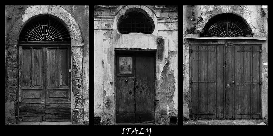 Doors triptych - BnW 2 Digital Art by Umberto Barone