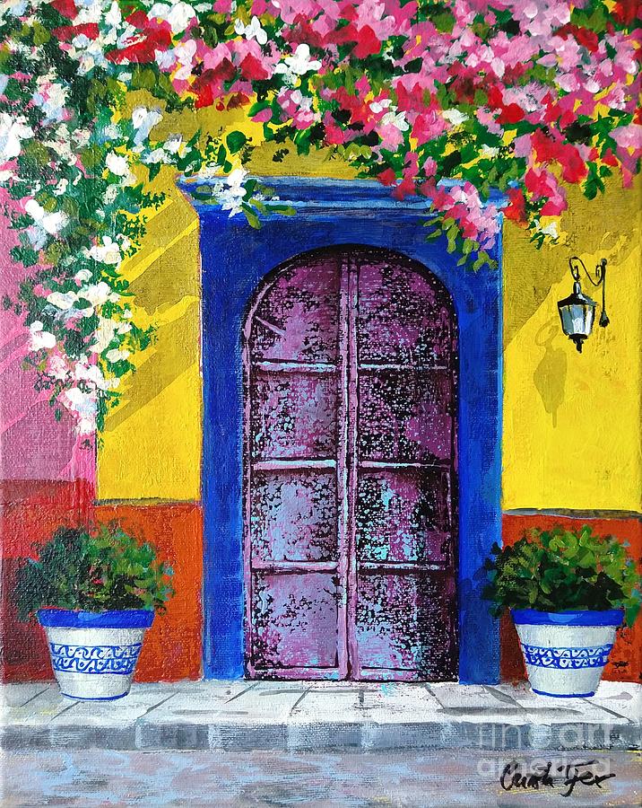 Doorway In Mexico With Flowers 2 Painting